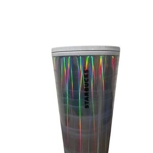 Starbucks 16oz Holographic Iridescent Tumbler With Straw Reusable Cup Drinkware